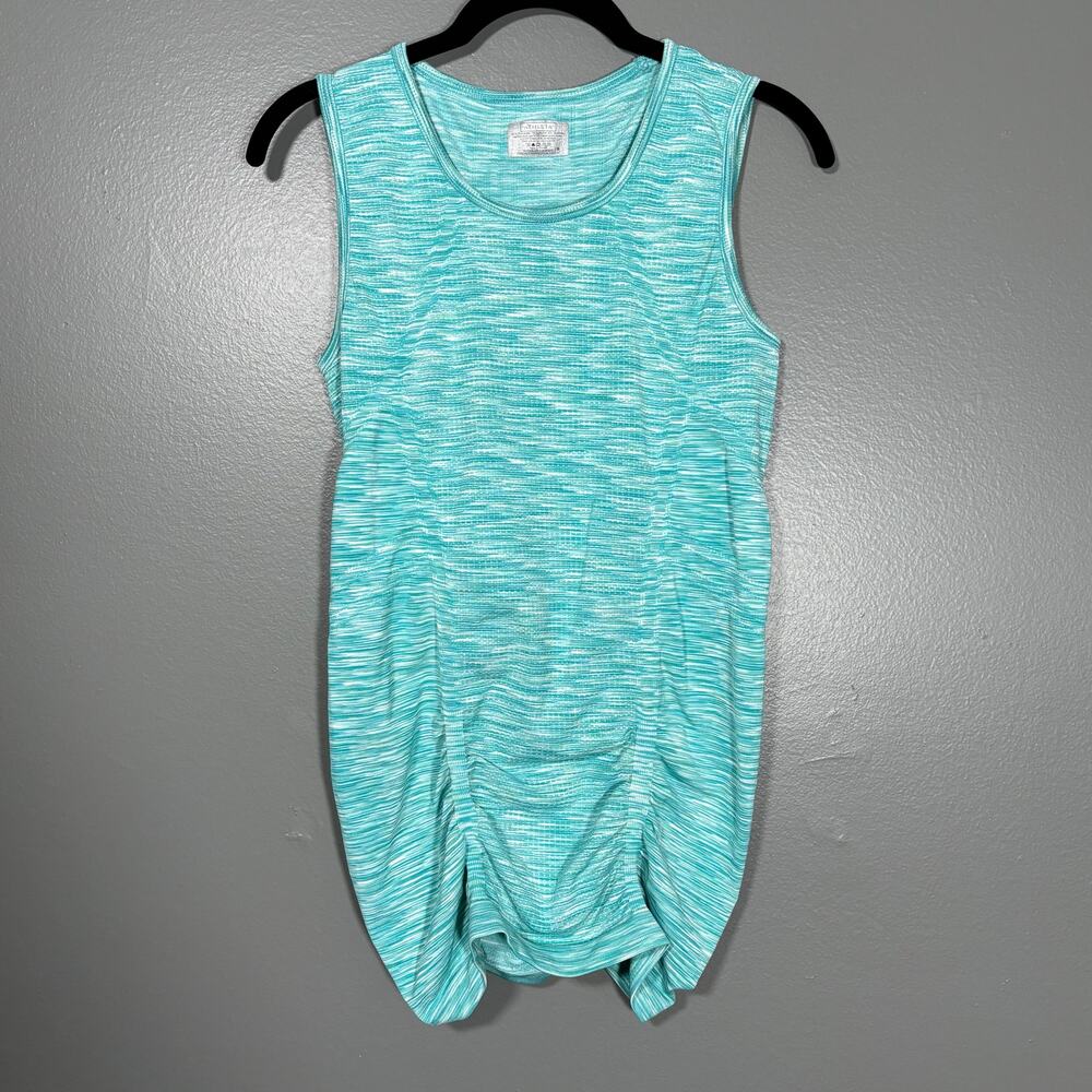 Athleta Blue Pure Ruched Wide Strap Activewear Tank Top - Small - Scoop Neck